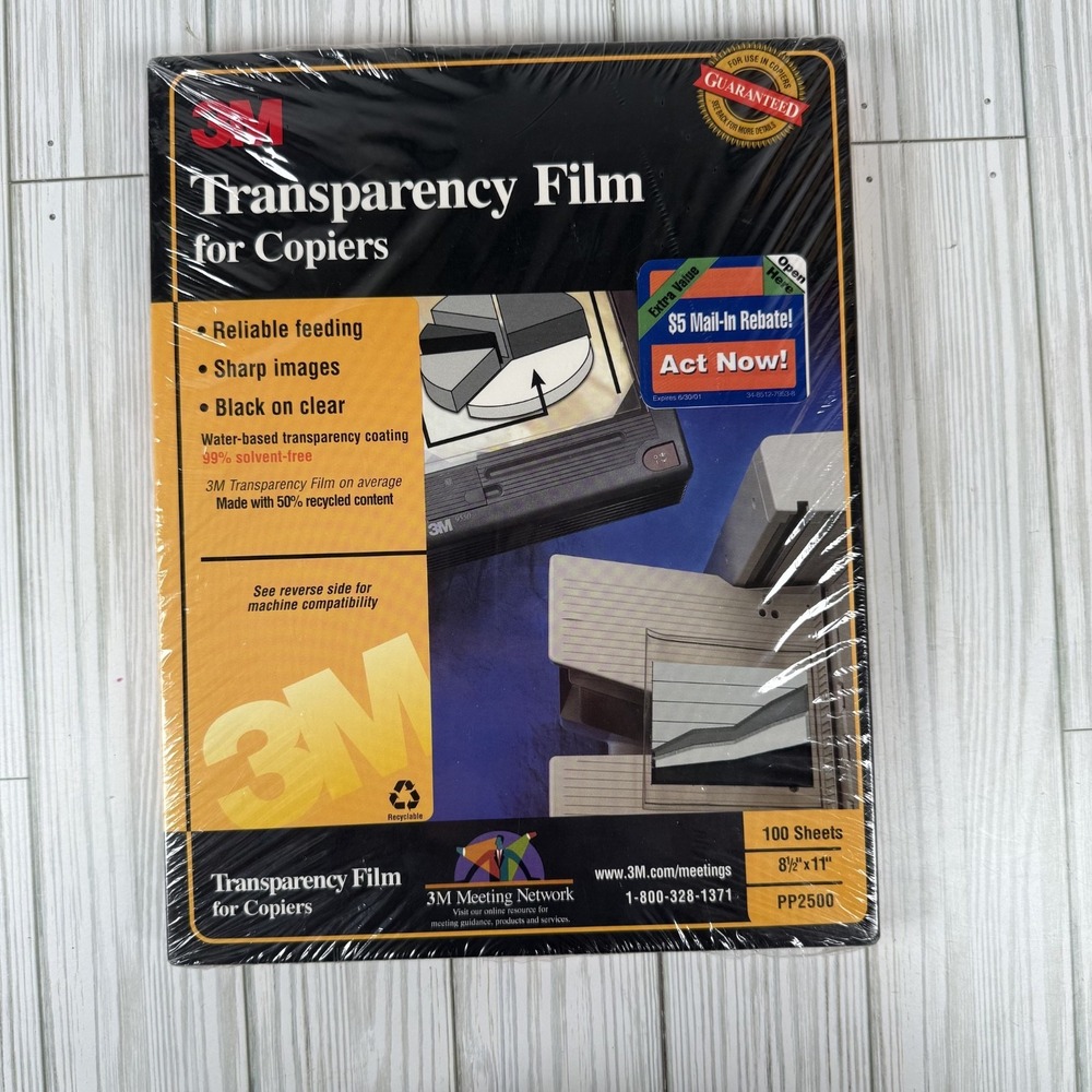 3M Transparency Film for High Temperatures Copiers NEW 100 sheets 8.5x11‎ Sealed